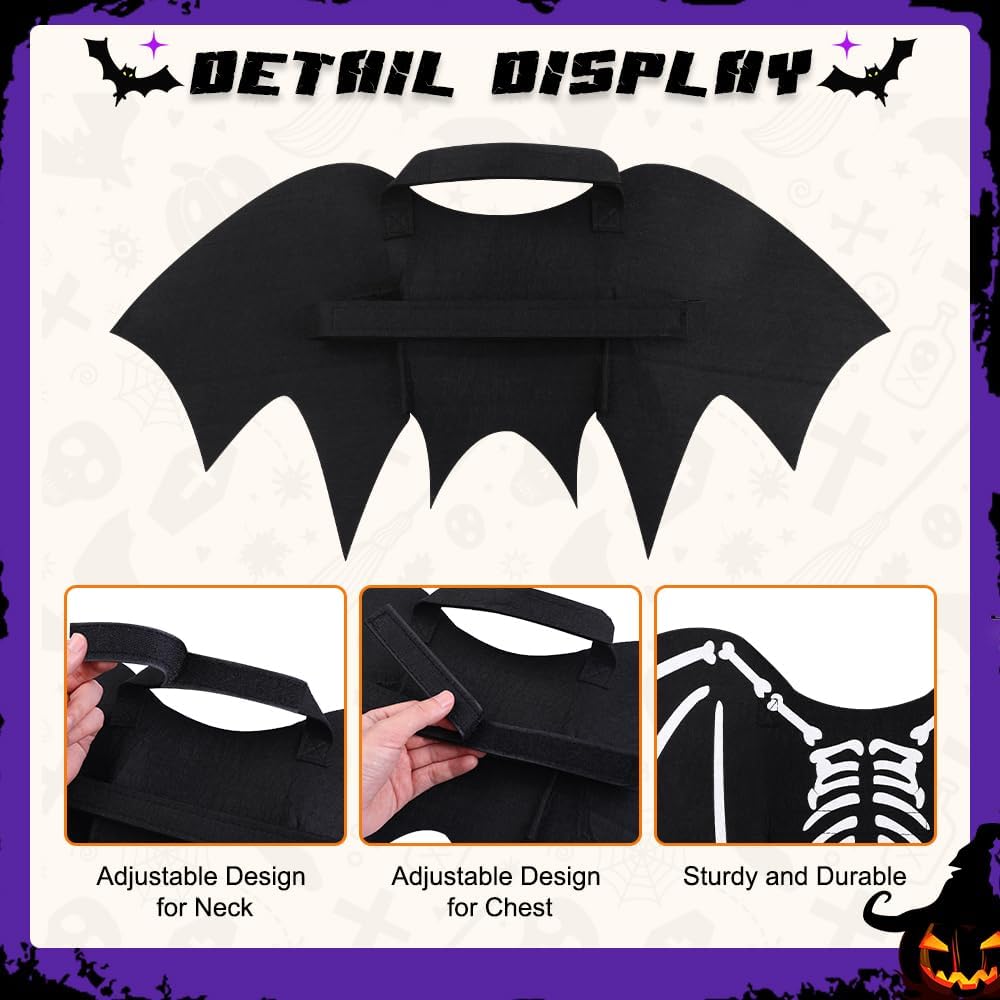 Halloween Dog Costume Glow in The Dark Black Bat Wings Adjustable L XL Dogs
