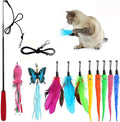 Retractable Cat Toy Wand 12 Packs Interactive Cat Feather Toys | , 9 Assorted Teaser Refills with Bell for Kitten (Pink)
