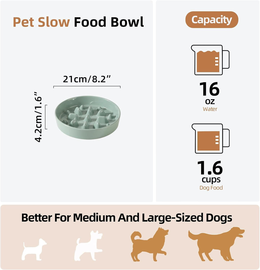 Havniva Ceramic Slow Feeder Dog Bowls, 8.3 in Slow Feeder for Medium Breed