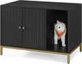FEANDREA Cat Litter Box Enclosure, with Scratching Mat, Tall Legs
