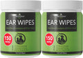NOVEHA 300PCs Dog Ear Cleaner Wipes, Daily Ear Cleaner for Dogs & Cats - Stop Ear Itching with Aloe, Eucalyptus & Witch Hazel Ear Wipes for Dogs - for Odor Control, Dirt and Wax Removal, Unscented