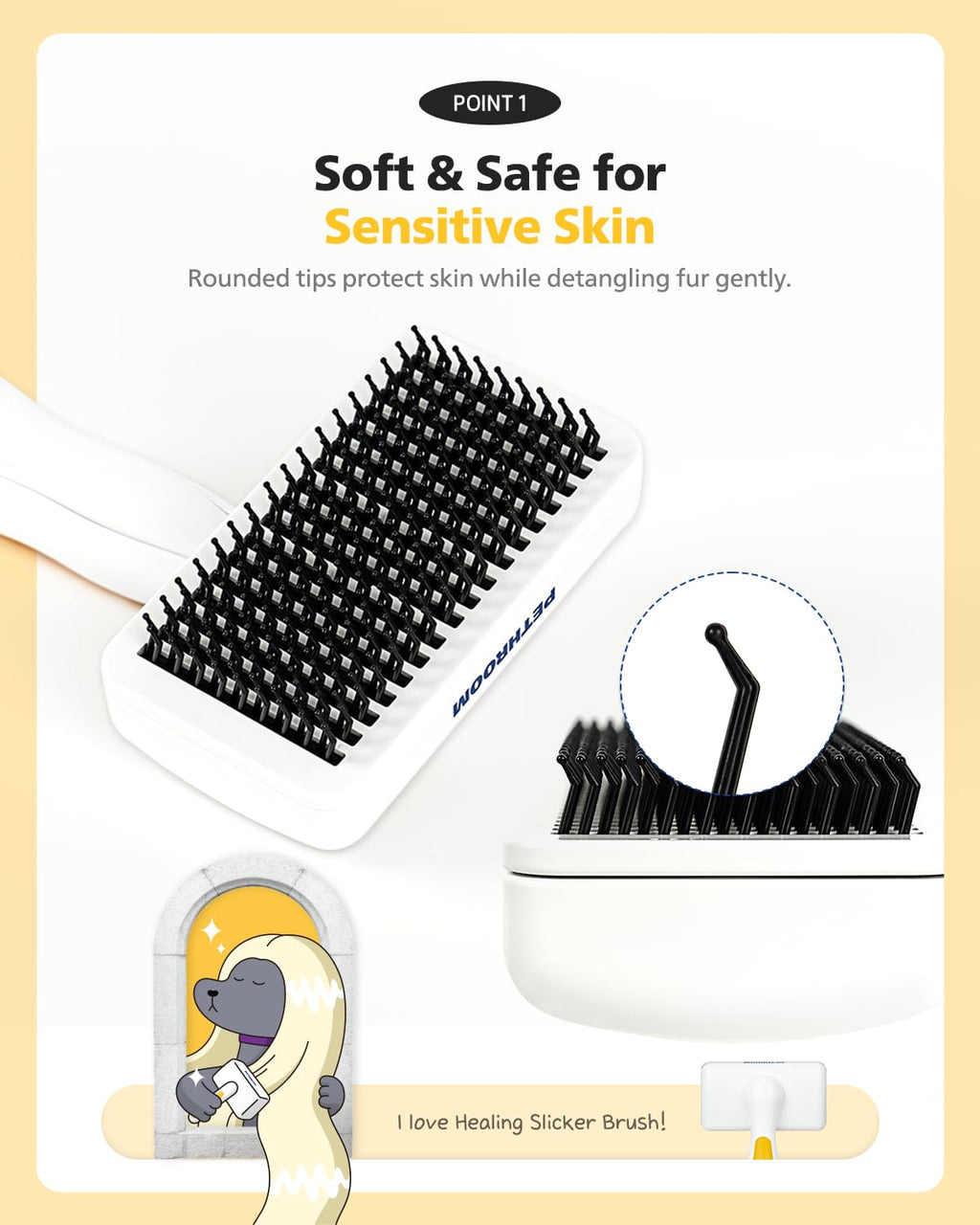 PETHROOM Self-Cleaning Slicker Brush for Dogs & Cats (Pack of 2)