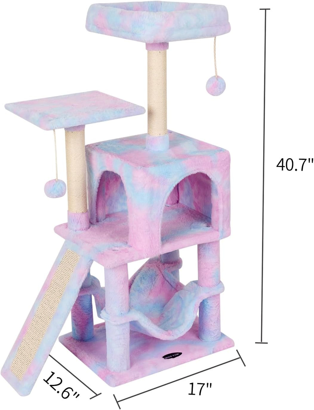 Cut Cat Tree Cat Tower Condo with Hammock Kittens Scratching Post Rainbow