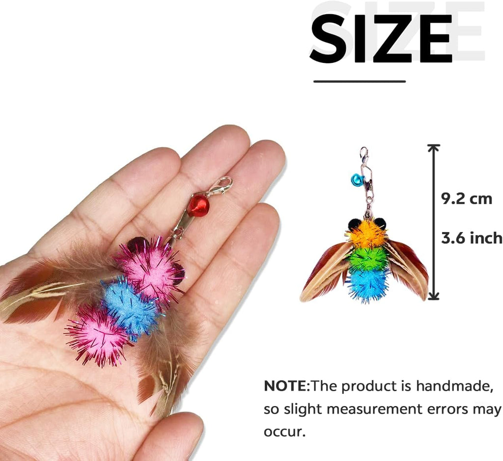 Cat Feather Toys,6 Pcs Coloful Artificial Insects Bees Refills,Cat Wand Attachment Toys for Kitten Cats Wand(6Pcs Bees