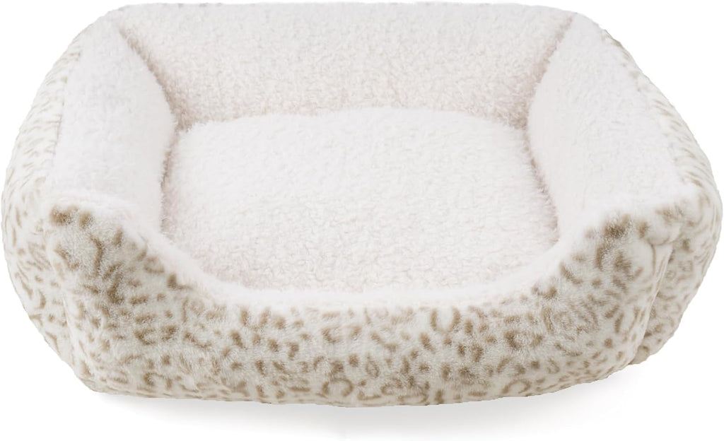 Smouatou Dog Soft Bed, Anti-Anxiety Puppy Cuddler Bed for Puppy Dog and Cat (Beige, M)