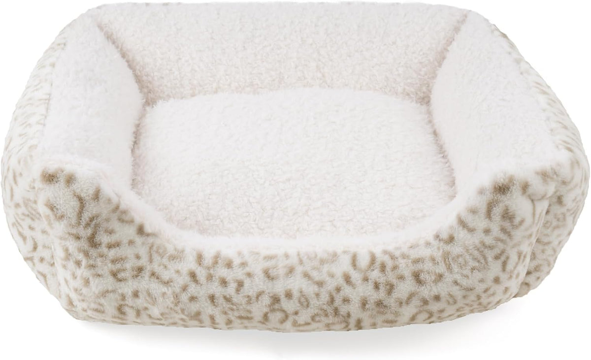 Smouatou Dog Soft Bed, Anti-Anxiety Puppy Cuddler Bed for Puppy Dog and Cat (Beige, M)
