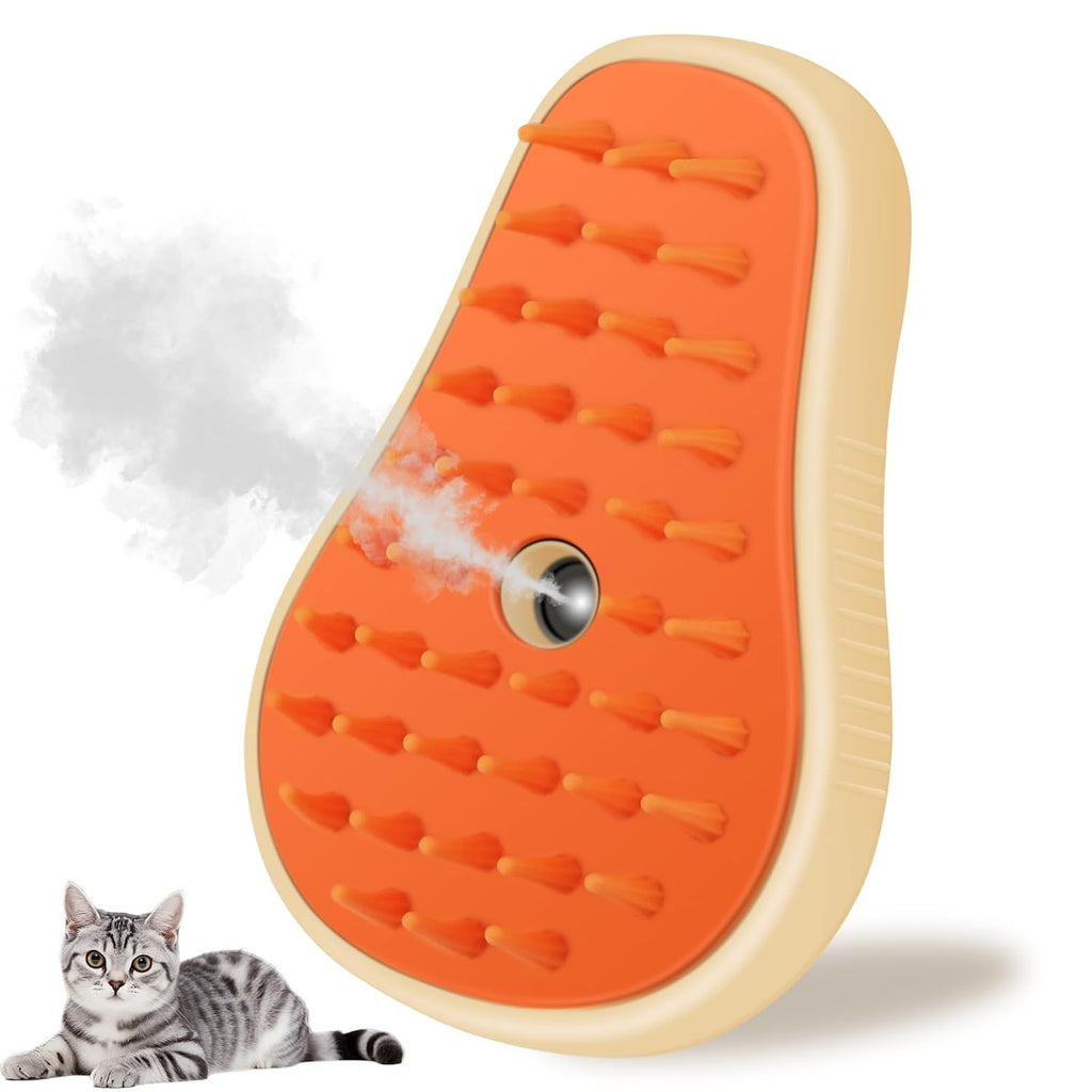 Cat Steam Brush, 3 in 1 Cat Steamy Brush, Silicone Massage Grooming Comb, Pet Hair Cleaning Misting Comb for Kittens(Avocado White)