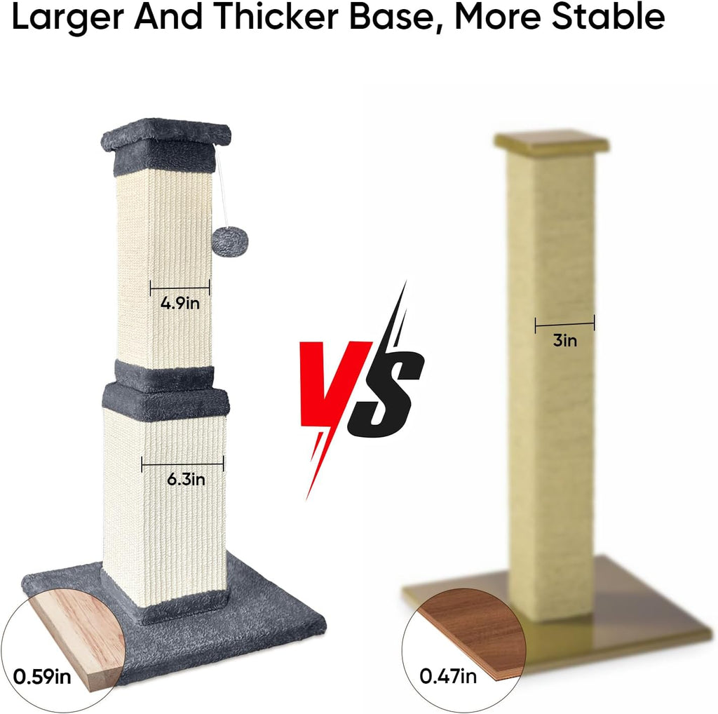 Cat Scratching Post for Indoor Cats, 32Inch Sisal Cat Scratcher