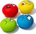 3.1" Squeaky Dog Toys for Large Dog, Medium Breed, Latex Flat Ball | 3.1"* 3.1"*1.8" Burger shape 4-Pack, Soft Squeaky Dog Balls, Natural Rubber Squeak Toys with Squeaker for Indoor & Outdoor