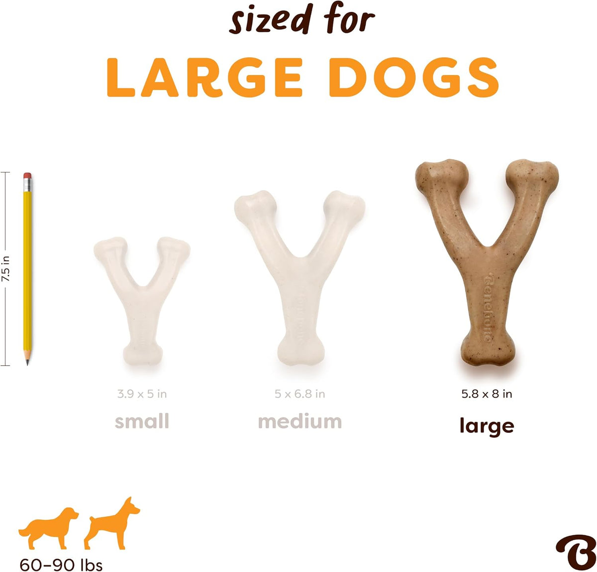 Benebone Wishbone Dog Chew Toy for Aggressive Chewers, Venison, Large