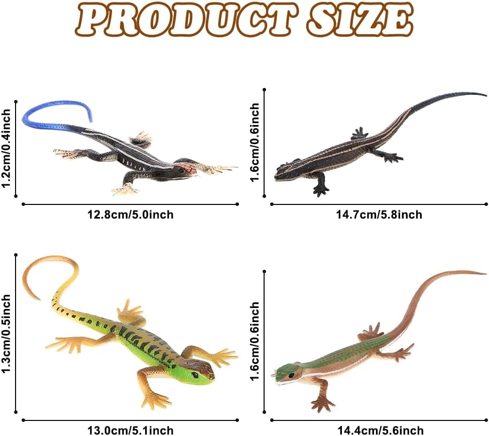 DONGKER 4 PCS Cat Lizard Toys,PVC Simulated Lizards Kitten Toys Bite Resistant for Kittens Adult Cats Over 6 Months Old Halloween Christmas