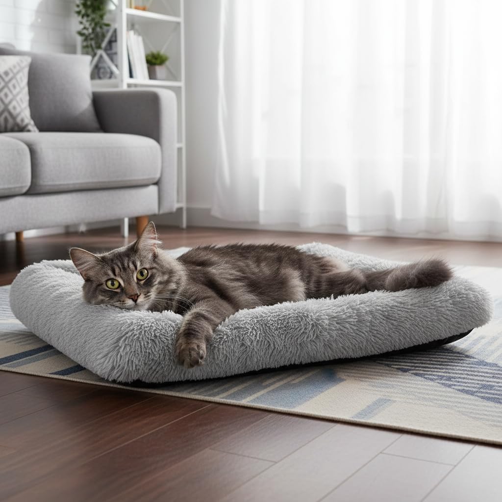 Donut Dog Bed, Cat Bed for Indoor Cats, Calming Donuts Bed for Pet, Light Gray
