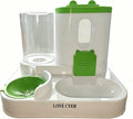 2-in-1 Automatic Pet Feeder, 1600ml Food Dispenser with 800ml Water Dispenser for Cats and Dogs, Travel at Home (Green)