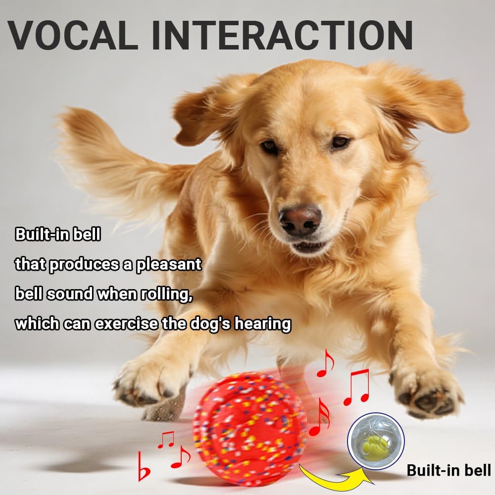 Mankoda Durable Dog Toy Ball, 5" Big Ball for Aggressive Chewers - Blue | Hollow Design, Bouncing & Lightweight, ETPU Non-Toxic Chewing, Built-in Bell, Dog Herding Toy for Medium / Large Dogs
