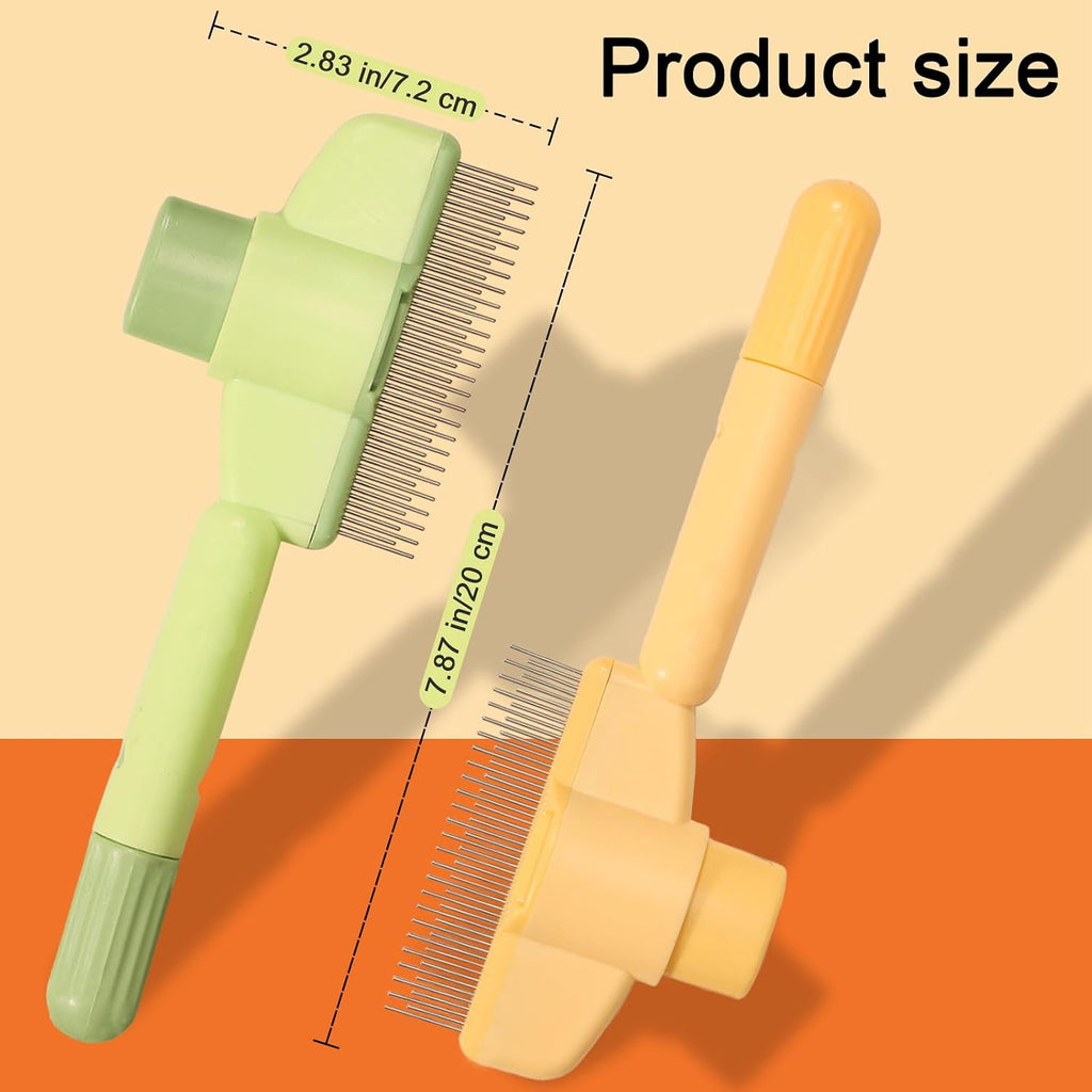 Cat Deshedding Comb, 2 Pcs Pet Hair Removal Tools for Cat/Dog with Two Layered Teeth, Portable Shedding & Grooming Supplies with Release Button for Long/Short Hair Indoor Cats, Kitten Brush
