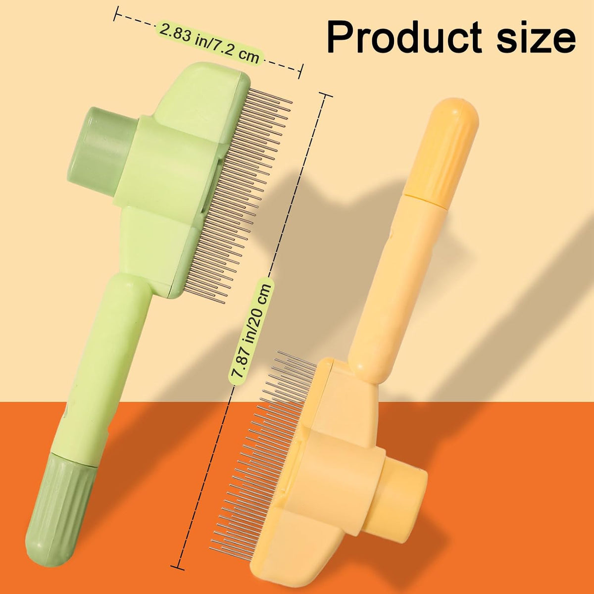 Cat Deshedding Comb, 2 Pcs Pet Hair Removal Tools for Cat/Dog with Two Layered Teeth, Portable Shedding & Grooming Supplies with Release Button for Long/Short Hair Indoor Cats, Kitten Brush