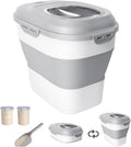 20-50 Lbs Airtight Food Storage Container Wheels,Collapsible Rice Container | Flour Storage Container with Double Airtight Seal,Rice Storage Container with Magnetic Lid,Keep Fresh for Pet Food,Rice,Flour