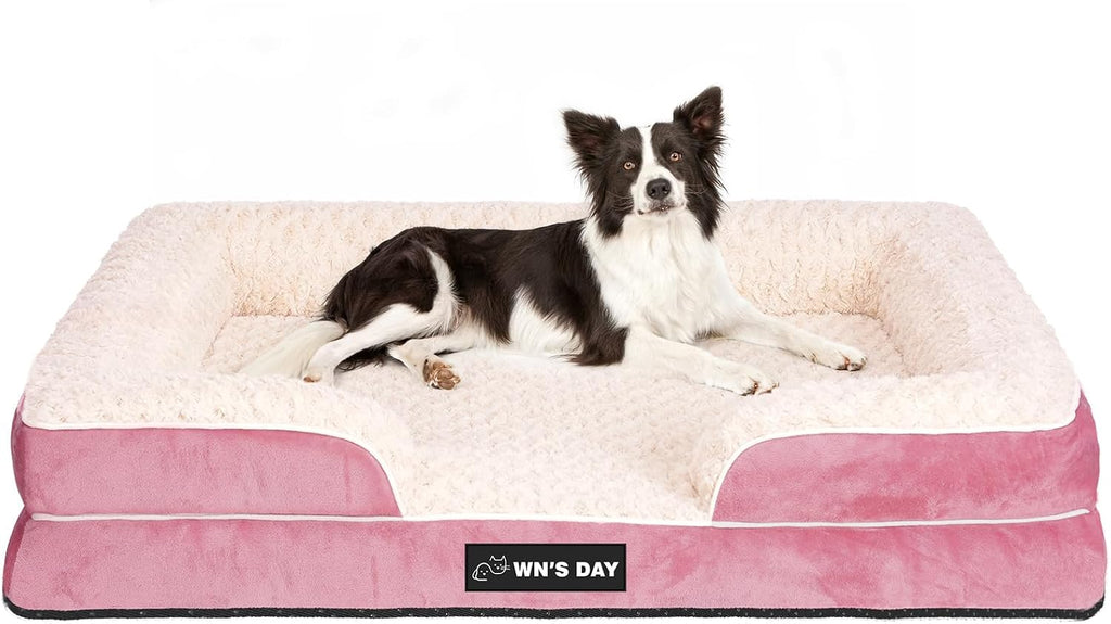 Orthopedic Dog Beds Medium Large Sized Dog, Dog Sofa Bed, Pet Beds(Pink, L)