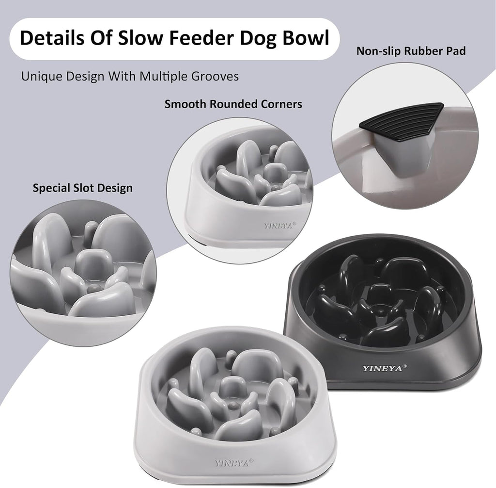 YINEYA 2PCS Slow Feeder Dog Bowls, Pet Supplies that Slow Down Eating, Pet Food Bowls, Maze Dog Puzzle Feeder for Medium Breed
