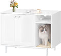 Hzuaneri Cat Litter Box Enclosure, Hidden Litter Box Furniture with Storage | Large Wooden Cabinet with Sisal Mat, Modern Cat Washroom for Living Room, Bedroom, Entryway, White CB01513W