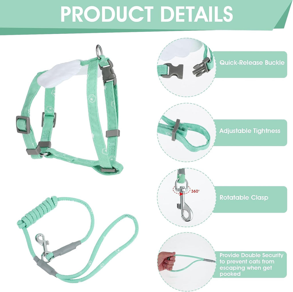 TIESOME Cat Harness and Leash Set, Adjustable Gradient Kitten Harness