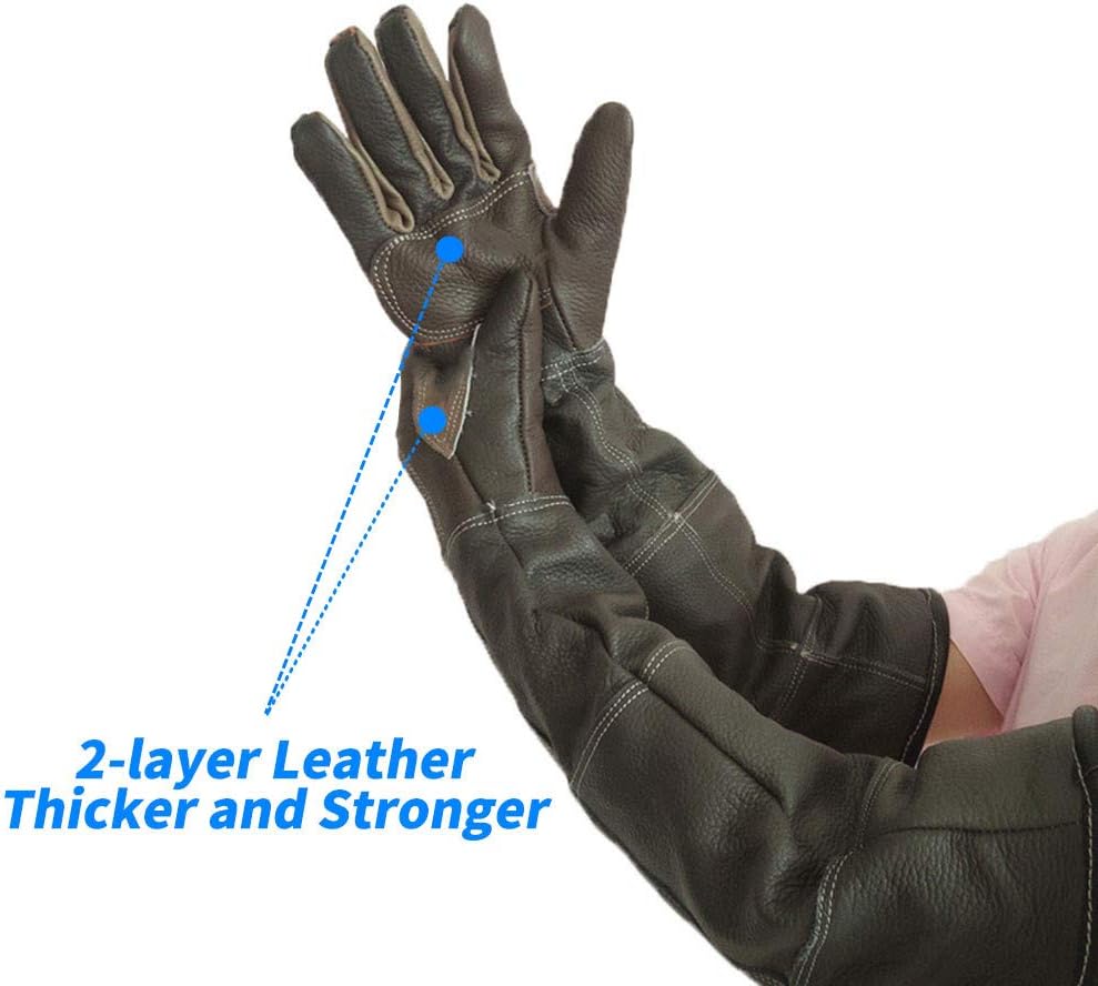 YBB Waterproof Animal Handling Gloves, Anti-Scratch/Bite Protective Long Gloves for Pet Cat Bathing Dog Bird(S)
