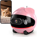 Pet Camera Robot with Cat Teaser: Battery-Operated, Movable with Phone App, 2-Way Talk, Video/Photo, Night Vision (Pink)