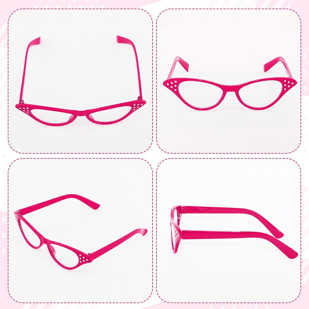 50s Set 50's Costume Accessories Chiffon Scarf Cat Eye Glasses Bandana Tie Headband Earrings for Cosplay Party