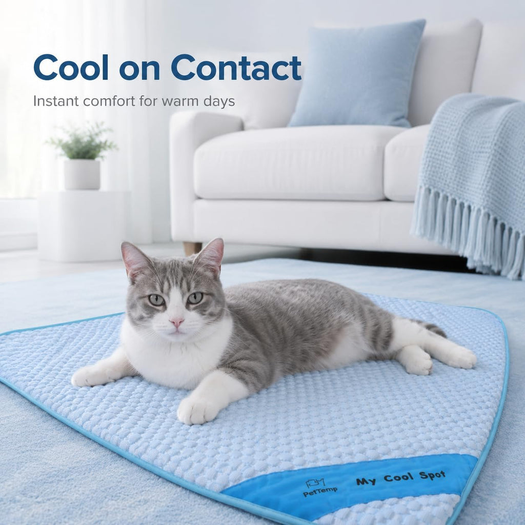 Pet Cooling Mat for Dogs & Cats – Ice-Silk Breathable Washable Foldable Cooling Blanket, Durable Portable Non-Slip Dog Bed for Crate, Kennel, Car & Outdoor Use, Blue 39.4 x 27.6in Large