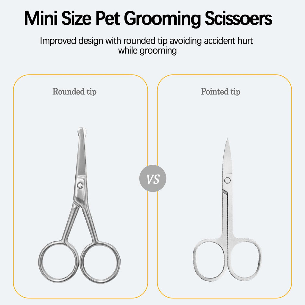 JGocot Dog Tear Stain Remover Comb for Small Doggy and Cats Pet Grooming Tool with Round Tip Stainless Steel Mini Scissor for Pet Facial Eye Area