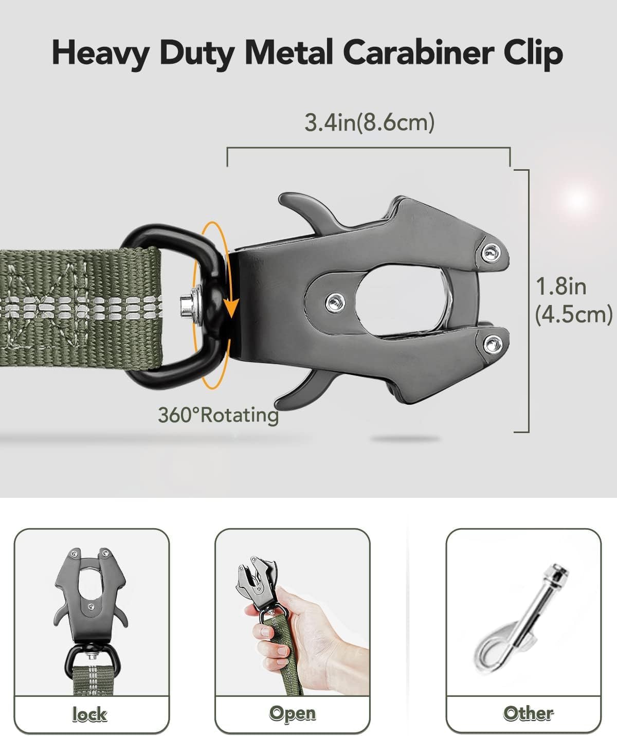 Joytale Tactical Bungee Dog Leash, Shock Absorbing No Pull, Army Green