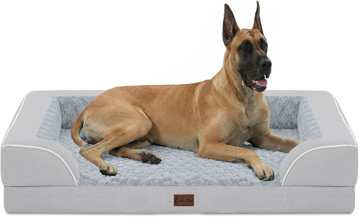 Orthopedic Dog Bed for Extra Large Dogs, 53x42in, Light Grey