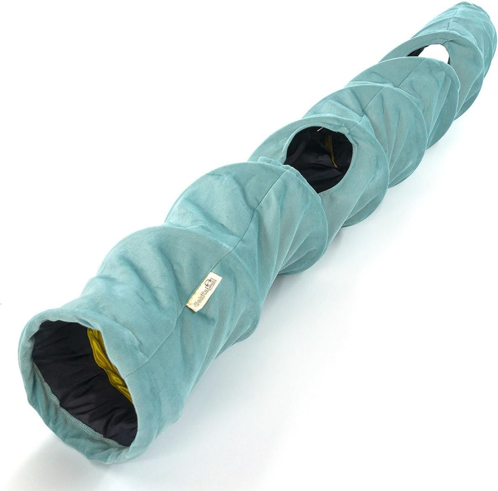 Velvet Fabric - Foldable/Collapsible - 140x25 cm (55.12x9.84 Inches) Cat Tunnel (Baby Blue)