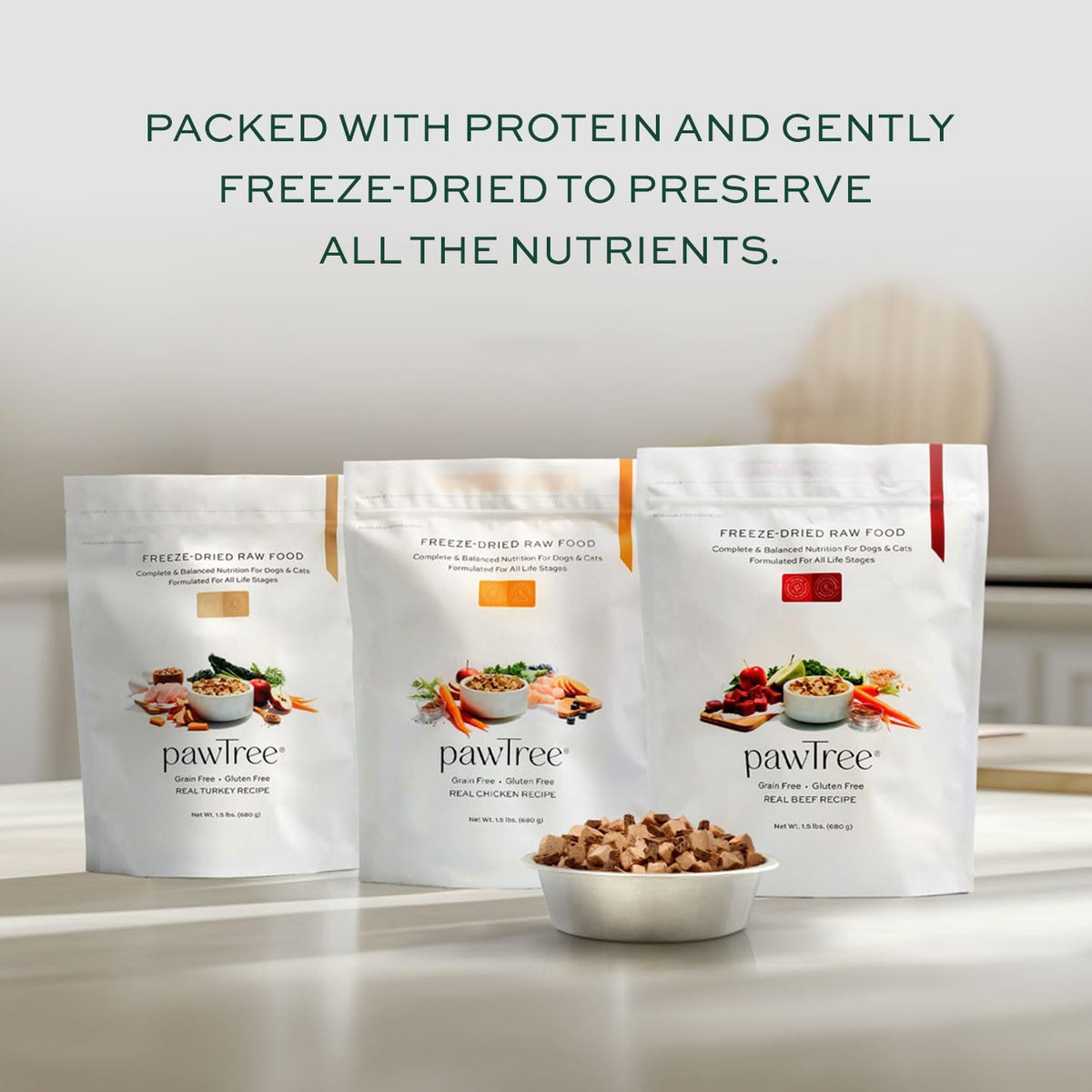 pawTree Freeze-Dried Raw Dog & Cat Food, All-Natural, Chicken, 1.5 lb