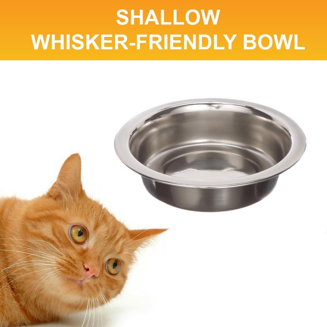 Neater Pet Brands 1.5 Cup (12 oz.) Shallow Stainless Steel Cat Bowls, 1 Single Neater Feeder Replacement Bowl (Deluxe Model), Metal Cat Dishes for Food and Water, Whisker Friendly, Dishwasher Safe 