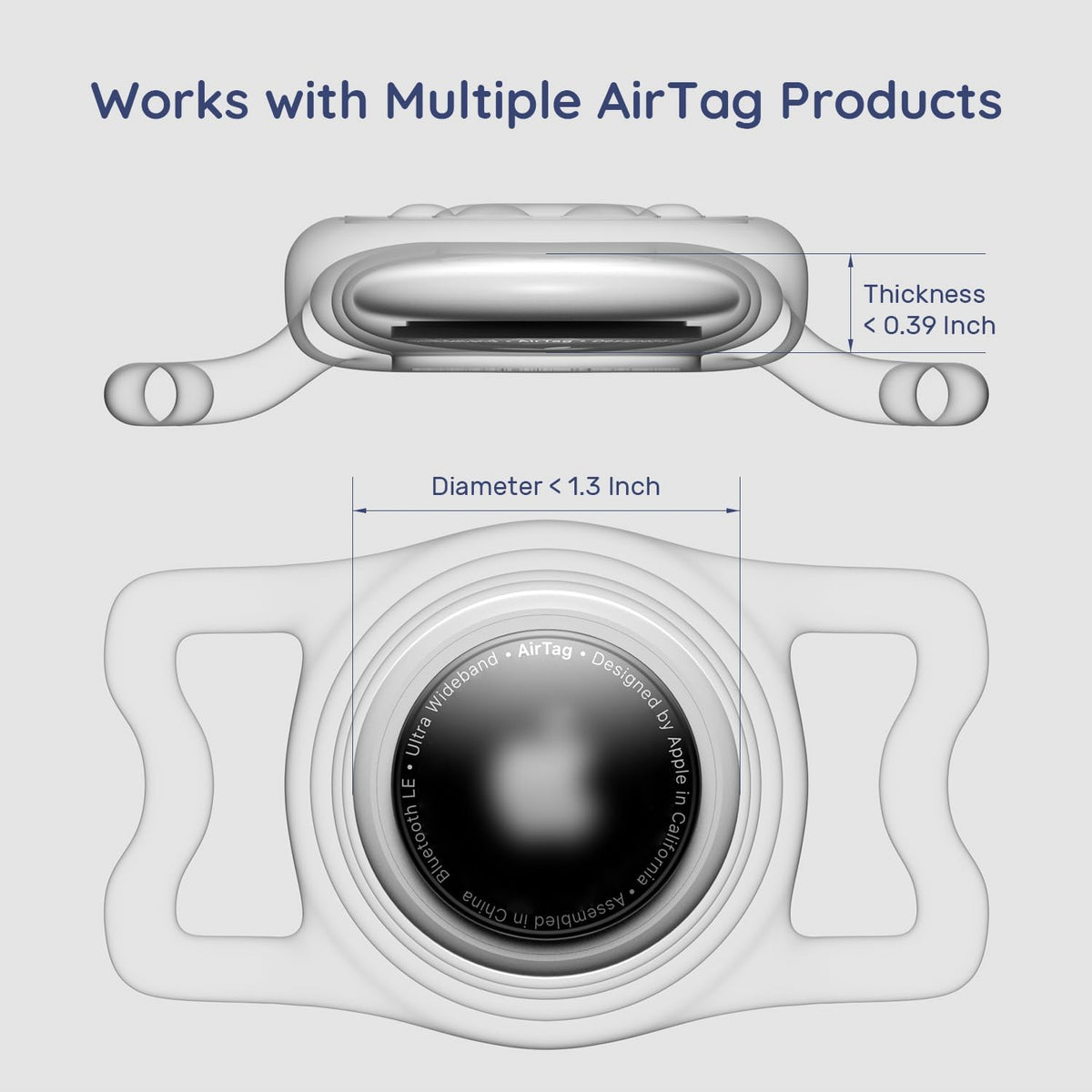 IP68 Waterproof Dog AirTag Holder for Dog Collar, Soft, Stretchy Silicone