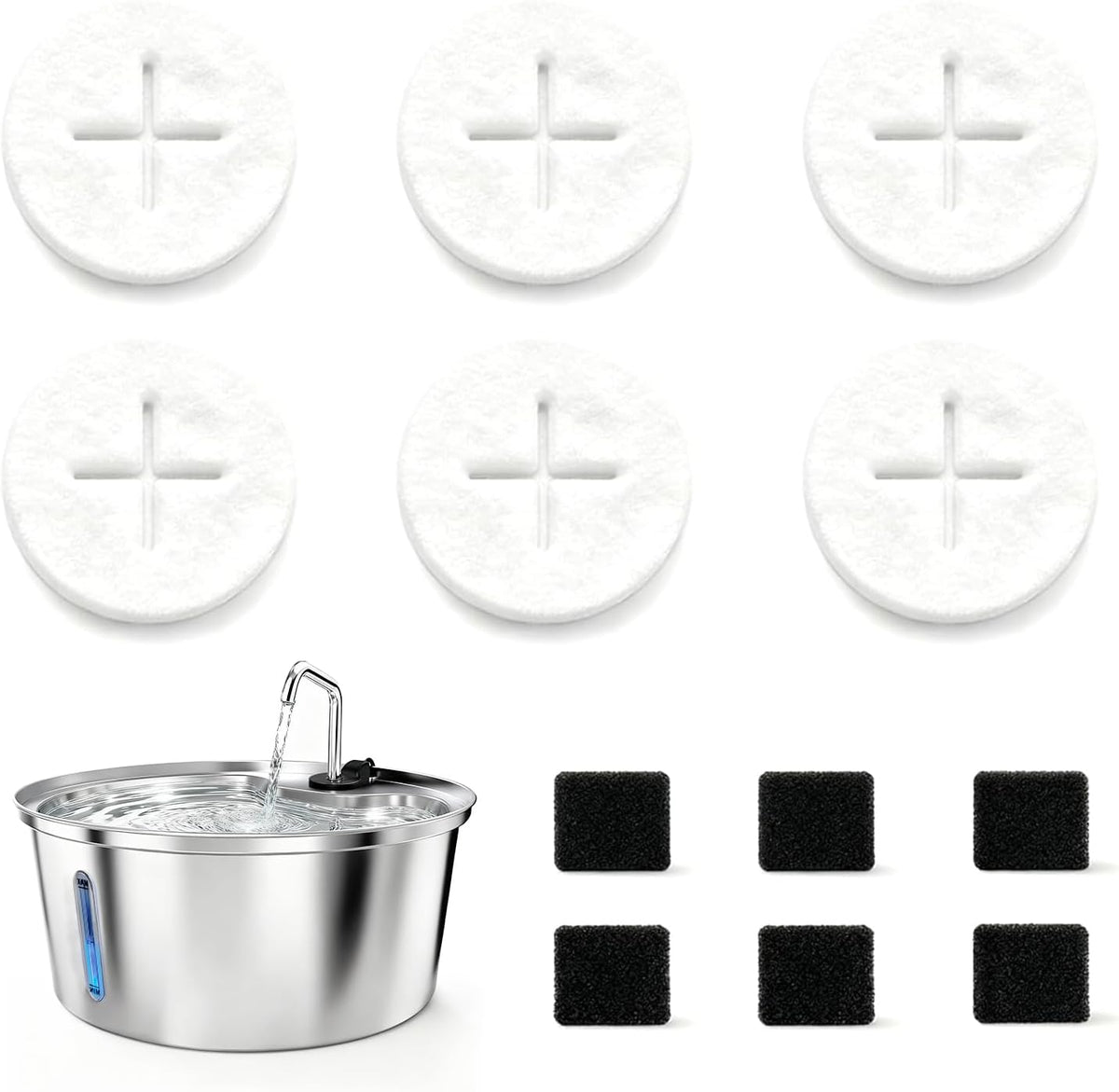 Dog Water Fountain Replacement Filters for WF02 (6Filters)