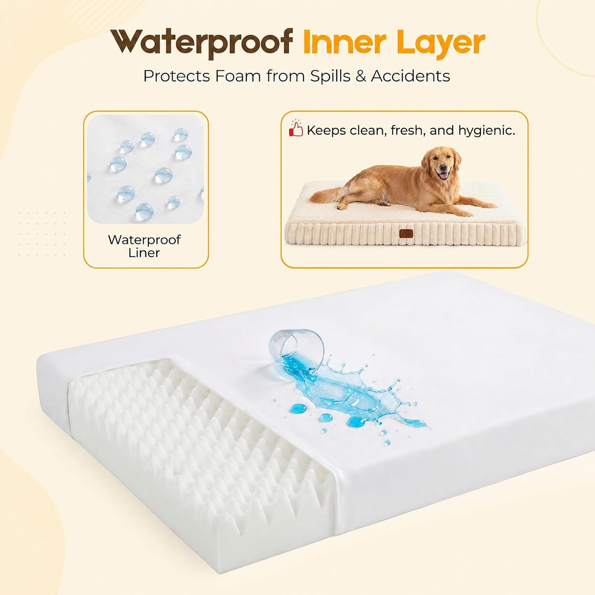 Orthopedic Dog Bed for XXL Dog, Waterproof Washable Pet Bed for Crate