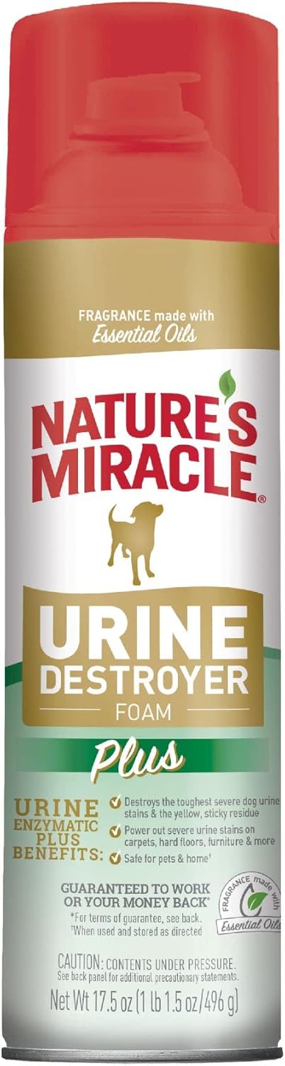 Nature's Miracle Dog Urine Destroyer Plus Foam, Enzymatic Cleaner, 17.5 oz