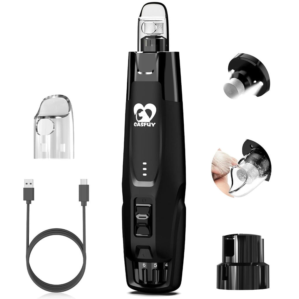 Casfuy New 6-Speed Dog Nail Grinder - Whisper Quiet Safe Pet Nail Trimmers
