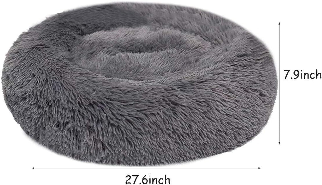 Plush Calming Donut Dog Bed for Small to Medium Dogs, 28 Inch Round Pet Bed