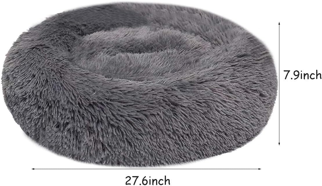 Plush Calming Donut Dog Bed for Small to Medium Dogs, 28 Inch Round Pet Bed