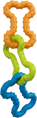 Bone Tugz Dental Dog Chew Toy, Floppy & Textured, 6.3" | Helps Keep Teeth Clean, Massages Gums, Linked Rubber Bones, Fetch & Tug, Light Chewers, Small Dogs & Teething Puppies