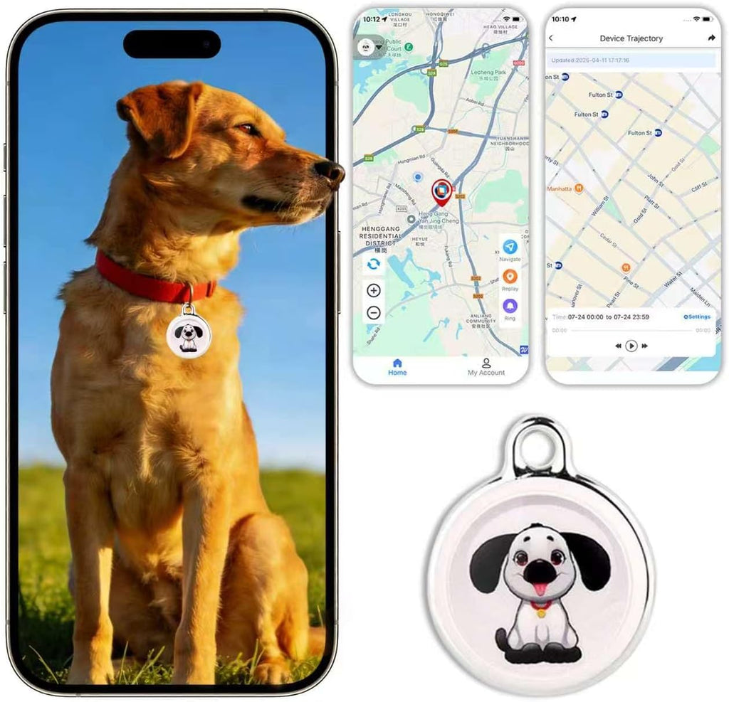 GPS Tracker for Dogs, Real-Time GPS Tracking Device for Cats, Pet Wearable Holder & Keychain Design, No Monthly Fee/No SIM Card, for Android and iOS, Long STBY,IP68 WP,Lightweight