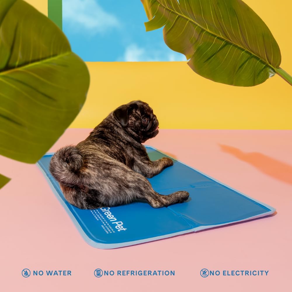 The Green Pet Shop Cool Pet Pad - Small, Blue - Self-Cooling, Pressure Activated Mat for Dogs & Cats from 9-20 lbs - Non-Toxic Gel, No Water Needed
