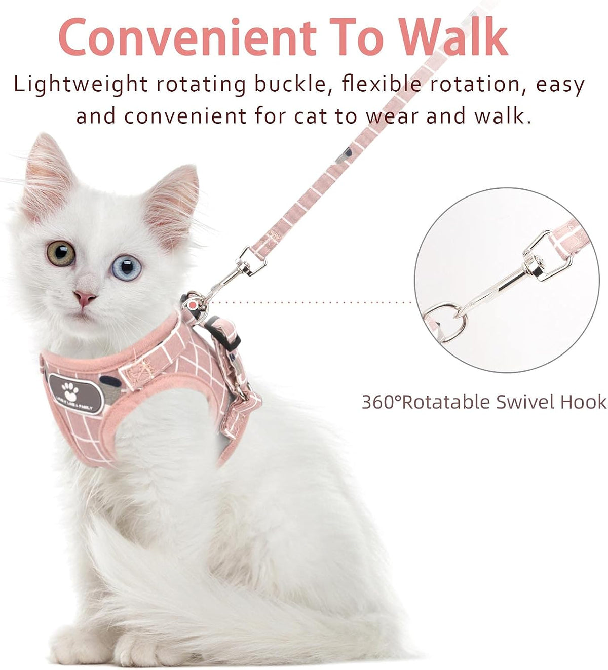Cat Vest Harness and Leash Set, Escape Proof Kitten Harness Pink