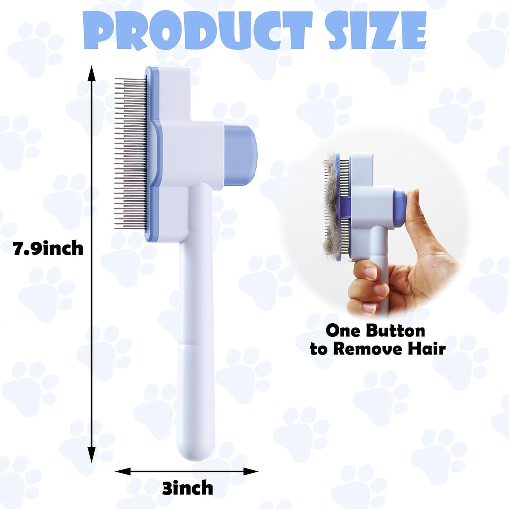 2pcs Cat Comb Set Flea Comb 2 Styles Pet Comb Self Cleaning Upgraded Cat Brush for Long Haired Cats & Dogs