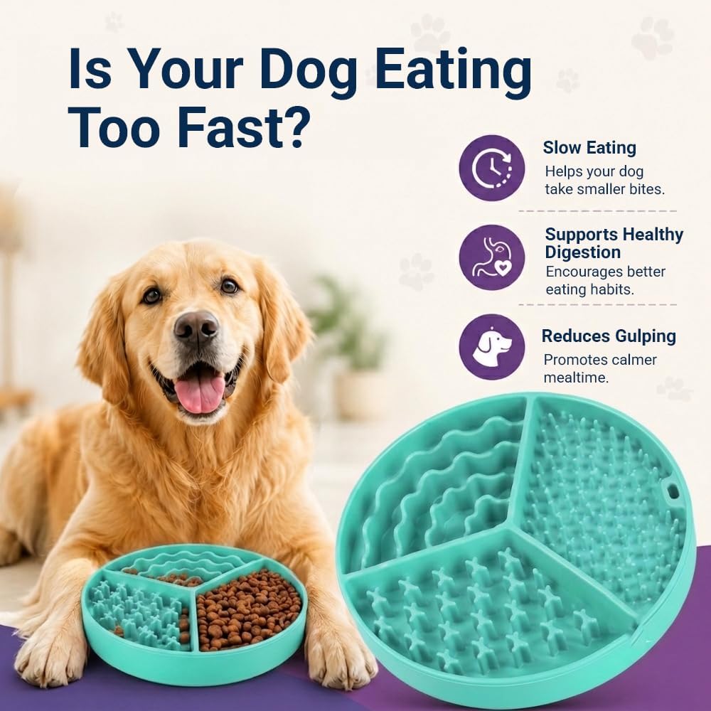 Large Size Cat & Dog Slow Feeder Puzzle Toy, Interactive Puzzle Feeder Bowl, Dog Lick Mat, Cat Food Puzzle, Pet Feeding Toy for Mental Stimulation, BPA Free Silicone, Dishwasher Safe (Green)