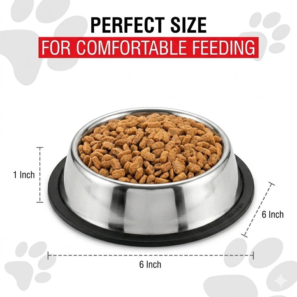 Loving Pets Stainless Steel Non-Tip Dog Bowl – Heavy Duty No Spill Dog Bowl with Removable Rubber Base – Durable, Non-Skid Stainless Steel Dog Food Bowl & Dog Water 