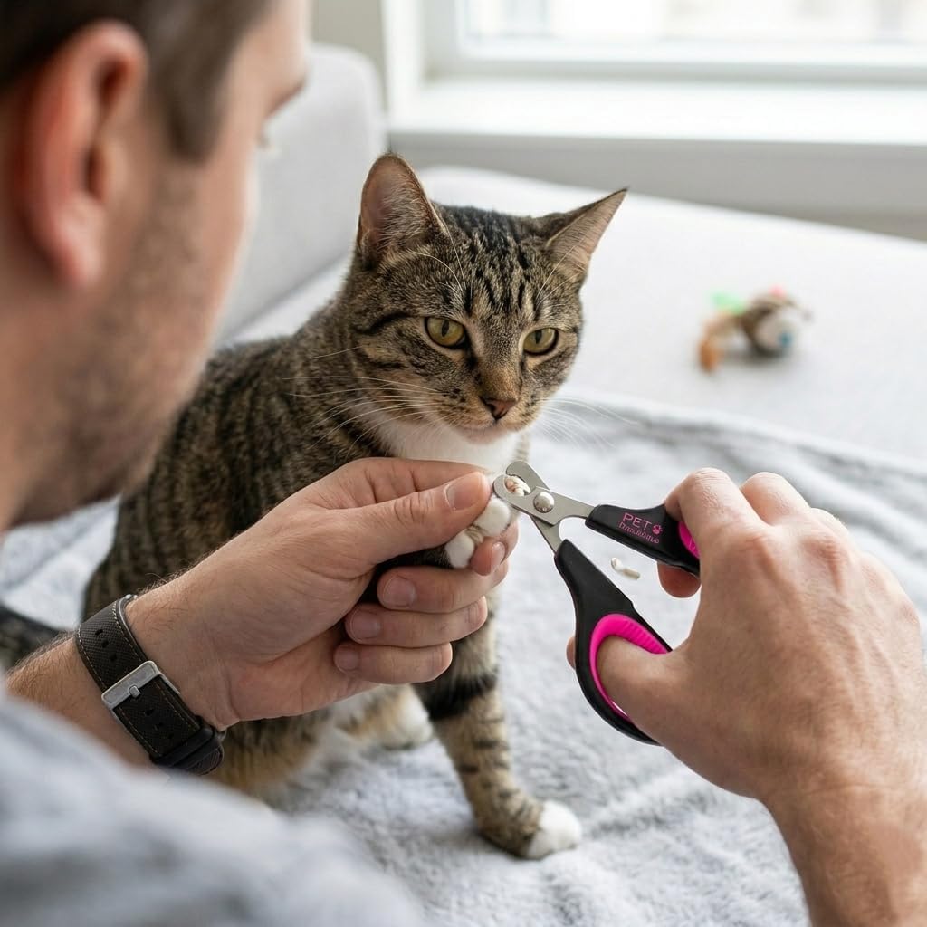 Cat Nail Clippers by Pet Republique – Professional Stainless-Steel Nail Clipper for Cats, Kittens, Hamster, Rabbits, Birds, & Small Breed Animals Claw Trimmer (Black+Pink)